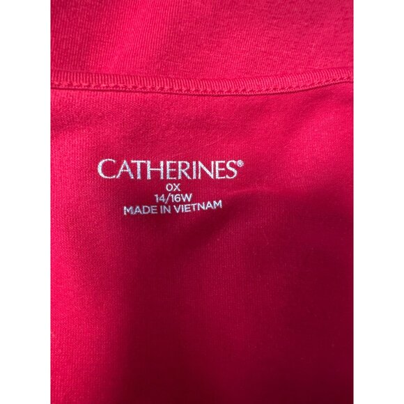 Catherines Red Long Sleeve Floral Velvet Accent Knit Tunic OX 14/16W - Picture 5 of 8